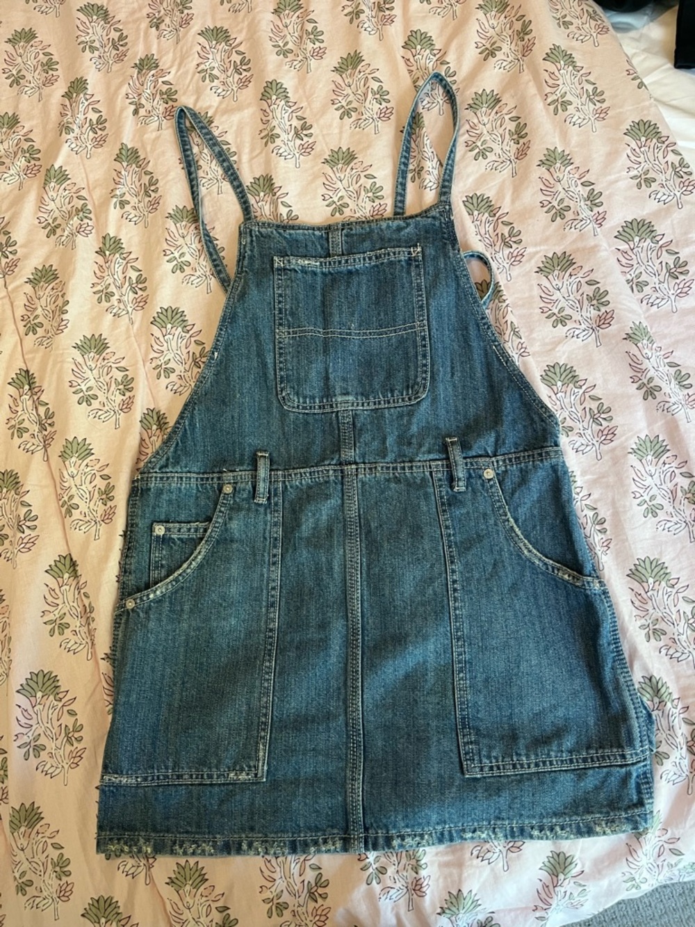 We The Free Denim Overall Mini Dress in Blue